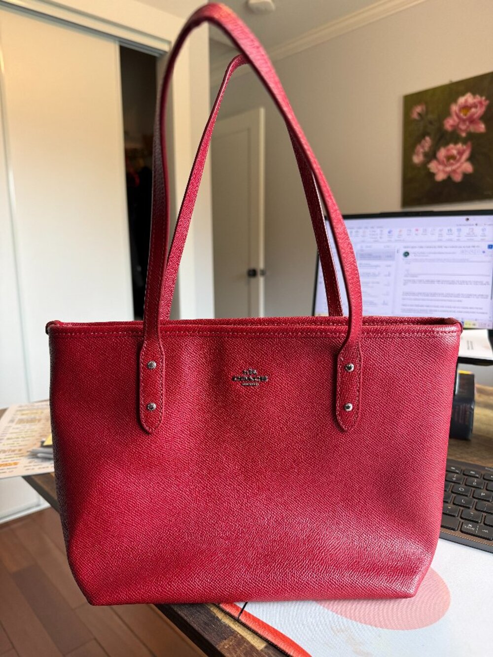 Coach Small City Tote Red